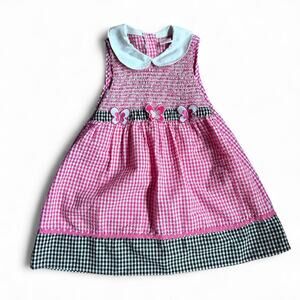 Vintage pink and white gingham dress girls 3T 90's